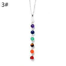 Cargar imagen en el visor de la galería, 7 Chakra Stones Reiki Healing Point Chakra Pendant Charm Pendant Ankh Yoga Jewelry Semi Precious Stone Necklace