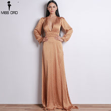 將圖片載入圖庫檢視器 Missord 2020 Deep V Polka Dot Split Boho Beach Summer Dresses Elegant Designer Floor Length Dress Women Cloth FT18443
