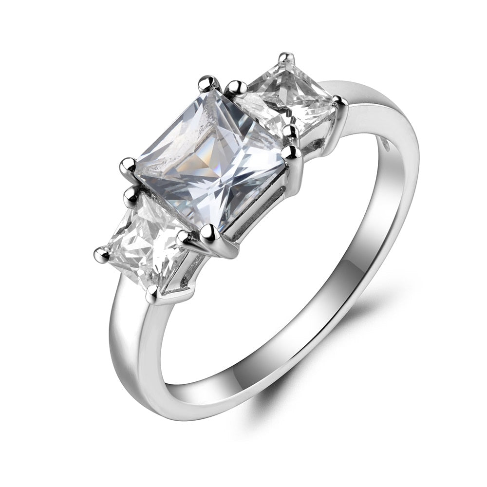 Leige Jewelry Square Cut Natural Aquamarine Engagement Ring Sterling Silver 925 for Women Wedding Promise Rings Romantic Gift