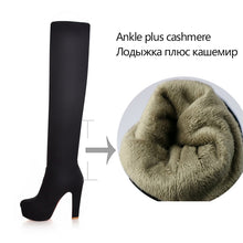 将图片加载到图库查看器,QUTAA 2020 New Women Boots Sexy Fashion Over the Knee Boots Sexy Thin Square Heel Boot Platform Woman Shoes Black size 34-43