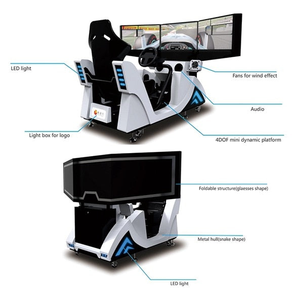 Game Hall 3 Screen Amusement Park Device Fairground Simulator Drive Car Racing Arcade Game Machine For Teenagers Adults