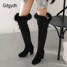 将图片加载到图库查看器,Gdgydh Female Snow Boots Winter Warm Shoes Woman Suede Over the Knee High Booties Shoes High Quality 2019 New Arrival Plush