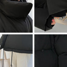 Cargar imagen en el visor de la galería, Korean Style 2019 Winter Jacket Women Stand Collar Solid Black White Female Down Coat Loose Oversized Womens Short Parka