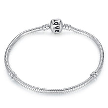 Cargar imagen en el visor de la galería, BAMOER 5 Style Silver Color LOVE Snake Chain Bracelet & Bangle 16CM-21CM Pulseras Lobster PA1104