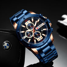 将图片加载到图库查看器,CURREN Men Watch Top Brand Stainless Steel Mens Watches Chronograph Quartz Watch Men Sports Clock Relogio Masculino Reloj Hombr