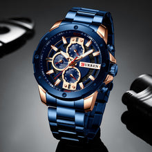 将图片加载到图库查看器,CURREN Men Watch Top Brand Stainless Steel Mens Watches Chronograph Quartz Watch Men Sports Clock Relogio Masculino Reloj Hombr