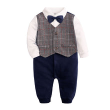 Load image into Gallery viewer, Cotton Long Sleeve Newborn Baby Clothes Plaid Bow Baby Boy Romper Spring Autumn Toddler One-Pieces Gentleman Newborn Costume