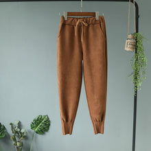 將圖片載入圖庫檢視器 Casual Autumn Winter Women Pants Korean Elastic High Waist Pockets Suede Harem Pants Plus Size Trousers Women femme pantalon