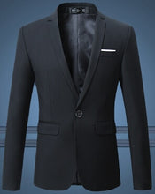 Load image into Gallery viewer, Black Classy Men's Blazer Jacket One Button Slim Wedding Suit Men Solid M-3XL Mens Casual Blazers White Customizable Big Size