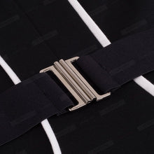 將圖片載入圖庫檢視器 Women Elegant Patchwork Belted Work Bodycon V Neck Contrast Fashion Office Lady Dress EB414