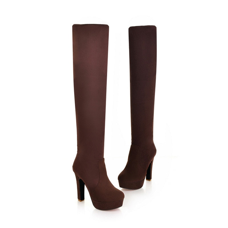 QUTAA 2020 New Women Boots Sexy Fashion Over the Knee Boots Sexy Thin Square Heel Boot Platform Woman Shoes Black size 34-43