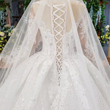 Load image into Gallery viewer, HTL954 Long Sleeve Wedding Dresses Illusion O-neck Beads Crystal Bridal Dresses Women Bride