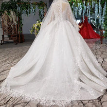 Load image into Gallery viewer, HTL954 Long Sleeve Wedding Dresses Illusion O-neck Beads Crystal Bridal Dresses Women Bride