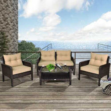 Load image into Gallery viewer, 4 pcs Patio Rattan Free Combination Sofa Set with Cushion and Coffee Table