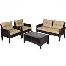 Load image into Gallery viewer, 4 pcs Patio Rattan Free Combination Sofa Set with Cushion and Coffee Table