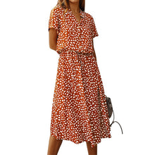 將圖片載入圖庫檢視器 Ladies Bohemian Leopard Print Shirt Dress Women Casual Midi Holiday Summer Dress Female A-line Loose Women Beach Dress Vestidos