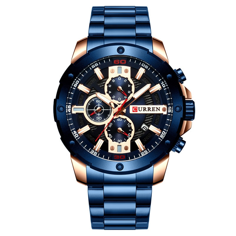 CURREN Men Watch Top Brand Stainless Steel Mens Watches Chronograph Quartz Watch Men Sports Clock Relogio Masculino Reloj Hombr