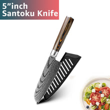 Load image into Gallery viewer, Kitchen knife Japanese Chef Knives 7CR17 440C Stainless Steel Imitation Damascus Knife Meat Cleaver Slicer Santoku Cutter Set