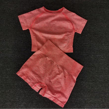 Load image into Gallery viewer, Women Seamless yoga set Fitness Sports Suits GYM Cloth Yoga Long Sleeve Shirts High Waist Running Leggings Workout Pants Shirts