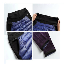 Load image into Gallery viewer, Winter Embroidery trousers women Fashion down Cotton Warm velvet Pants Mom Snow wear Thick straight pants Large Size sweatpants