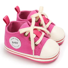 Load image into Gallery viewer, Newborn Canvas Sneakers Cotton Comfort Breathable First Walkers Crib Shoe Anti-Slip Unisex Toddler Baby Infant Boy Girl Shoes