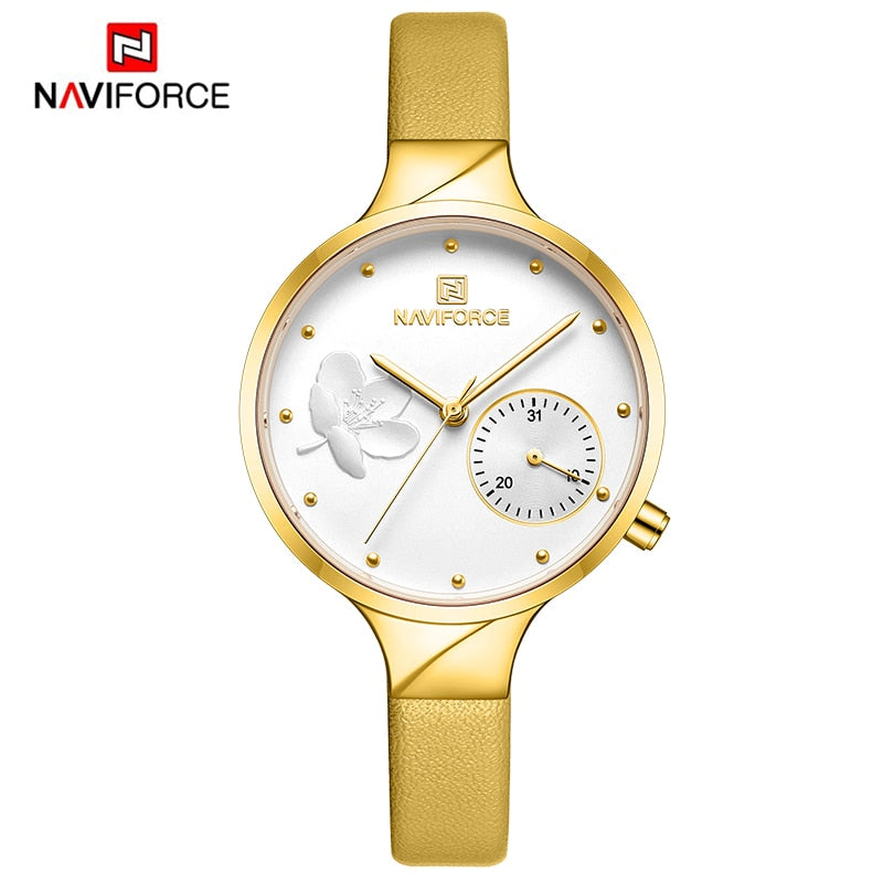 NAVIFORCE Women Watches Top Brand Luxury Fashion Female Quartz Wrist Watch Ladies Leather Waterproof Clock Girl Relogio Feminino