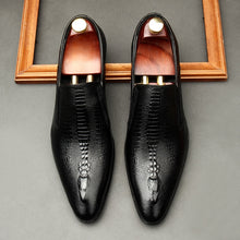 Load image into Gallery viewer, Handmade Men's Wedding Oxford Shoes Black Khaki Genuine Leather Brogue Men's Dress Shoes Slip On Business Formal Shoes For Men