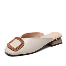 Charger l'image dans la galerie, Women Summer Slip On PU Slippers Ladies Square Toe Cone Heels Slipper Woman Fashion Metal Decoration Casual Female Party Sandal