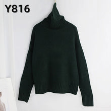Cargar imagen en el visor de la galería, Aachoae Autumn Winter Women Knitted Turtleneck Cashmere Sweater 2020 Casual Basic Pullover Jumper Batwing Long Sleeve Loose Tops