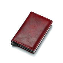 将图片加载到图库查看器,DIENQI Carbon Fiber RFID Blocking Men's Credit Card Holder Leather Bank Card Wallet Case Cardholder Protection Purse For Women