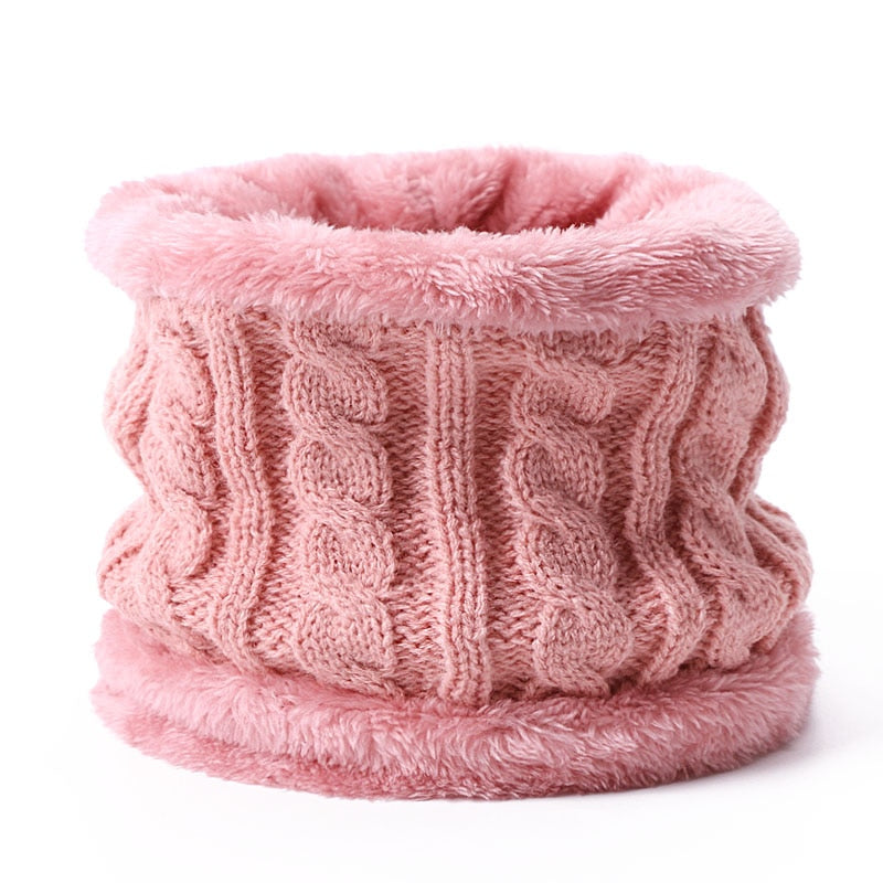 Two pieces Hat Scarf Set Beanie Cap Children's Hats Girls Caps Fake Ball Pompon Keep Warm Winter Knitted Skullies Kids Bone