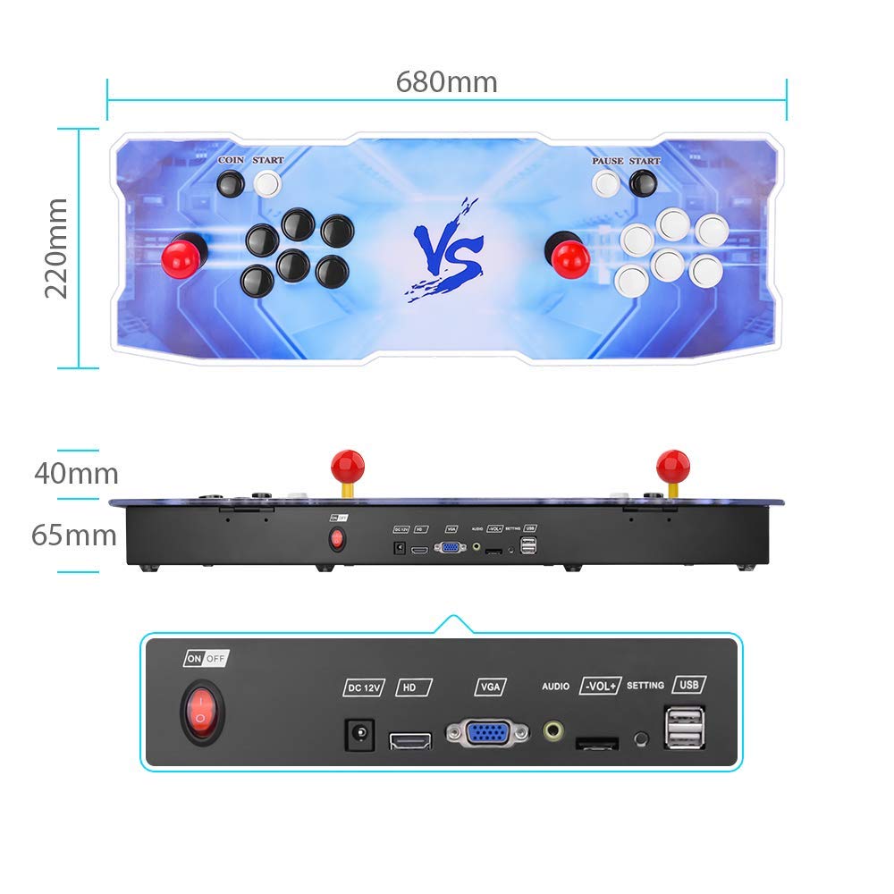 2020 Pandora Box X 3303 Arcade Game Acrylic console 2 Players joystick stick controller console HDMI VGA USB output TV PC