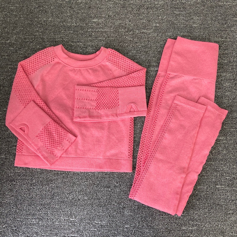 Seamless Women Yoga Sets Female Sport Gym suits Wear Running Clothes women Fitness Sport Yoga Suit Long Sleeve yoga clothing