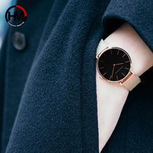 将图片加载到图库查看器,Women Watch 1 set Bracelet Japan Quartz Movement Simple Waterproof Rose Gold Stainless Steel Mesh Ladies watch relogio feminino