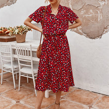 將圖片載入圖庫檢視器 Ladies Bohemian Leopard Print Shirt Dress Women Casual Midi Holiday Summer Dress Female A-line Loose Women Beach Dress Vestidos