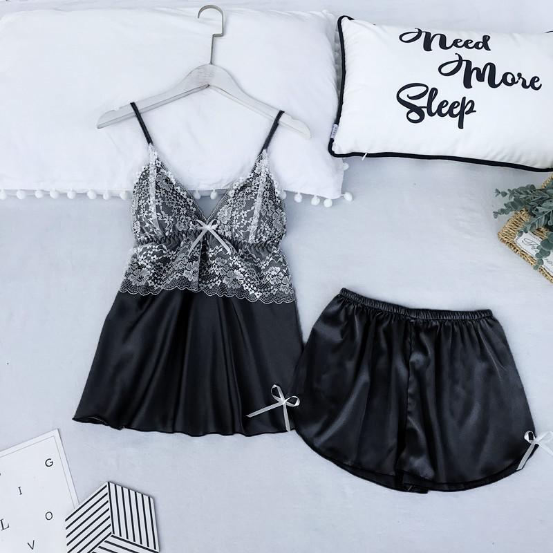 Satin Lace 5PCS Sleep Set Sexy Kimono Bathrobe Gown Female Robe Silky Nightwear Intimate Lingerie Casual Nightgown Sleepwear