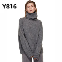 Cargar imagen en el visor de la galería, Aachoae Autumn Winter Women Knitted Turtleneck Cashmere Sweater 2020 Casual Basic Pullover Jumper Batwing Long Sleeve Loose Tops