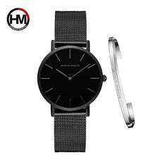 将图片加载到图库查看器,Women Watch 1 set Bracelet Japan Quartz Movement Simple Waterproof Rose Gold Stainless Steel Mesh Ladies watch relogio feminino