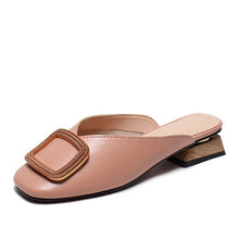 Charger l'image dans la galerie, Women Summer Slip On PU Slippers Ladies Square Toe Cone Heels Slipper Woman Fashion Metal Decoration Casual Female Party Sandal