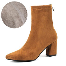 将图片加载到图库查看器,Fashion Ankle Elastic Sock Boots Chunky High Heels Stretch Women Autumn Sexy Booties Pointed Toe Women Pump Size 33-43