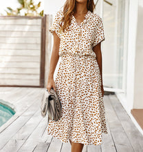 將圖片載入圖庫檢視器 Ladies Bohemian Leopard Print Shirt Dress Women Casual Midi Holiday Summer Dress Female A-line Loose Women Beach Dress Vestidos