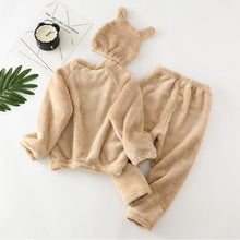 Load image into Gallery viewer, Kids Flannel Pajamas Sets Children Toddler Boys Girls PJS Thick Warm Top and Pants with Hat Fall Autumn Winter Sleepwear