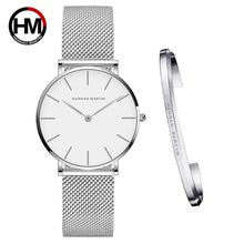 将图片加载到图库查看器,Women Watch 1 set Bracelet Japan Quartz Movement Simple Waterproof Rose Gold Stainless Steel Mesh Ladies watch relogio feminino