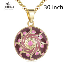 将图片加载到图库查看器,EUDORA Original Enamel Craft Pink Harmony Ball Musical Pendant Universe Planet Necklace For Mom Baby Pregnancy Jewelry Gift Idea