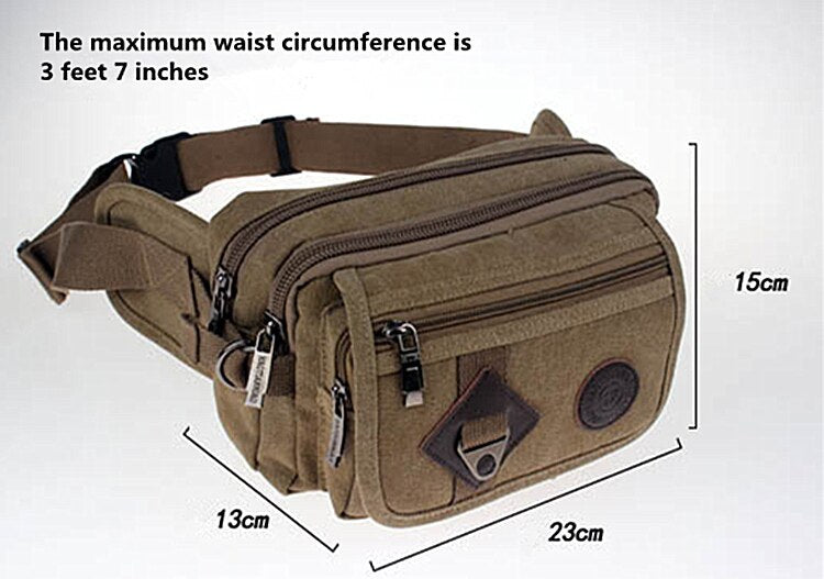 High Quality Fashion Casual Canvas Men Waist Packs Messenger Bags Portable Vintage Men Phone Purse Travel bag Belt Wallets