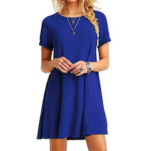 将图片加载到图库查看器,Women's Short Summer Dress Black Blue Gray Dress Summer Short Sleeve O-Neck Casual Loose Dress Female Street Plus Size Dress Vestidos