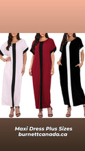 將圖片載入圖庫檢視器 Women's Contrast Panel Shirt Dress Plus Size 3XL 4XL 5XL Robe Dresses O Neck Short Sleeve Casual Loose Maxi Long Dress Summer 2020