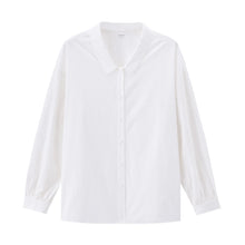 Load image into Gallery viewer, INMAN Autumn Winter White Shirt Elegant Lady Vintage Lapel Plain Long Sleeve Shirt Single-Breasted Women Cotton Basic Blouse