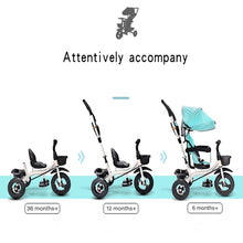 Cargar imagen en el visor de la galería, Infant Child Tricycle Bicycle Folding 1-3-5 Years Old Rotating Seat Baby Stroller 3 in 1 Three Wheels Child Stroller Bicycle