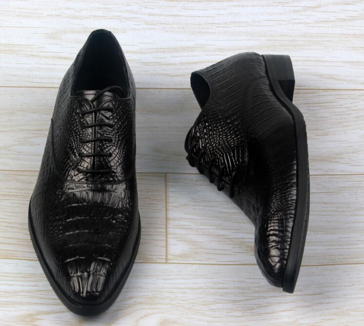 Italian oxford shoes for men luxury men's genuine leather lace up dress derby shoes alligator print wedding stripe derbies man